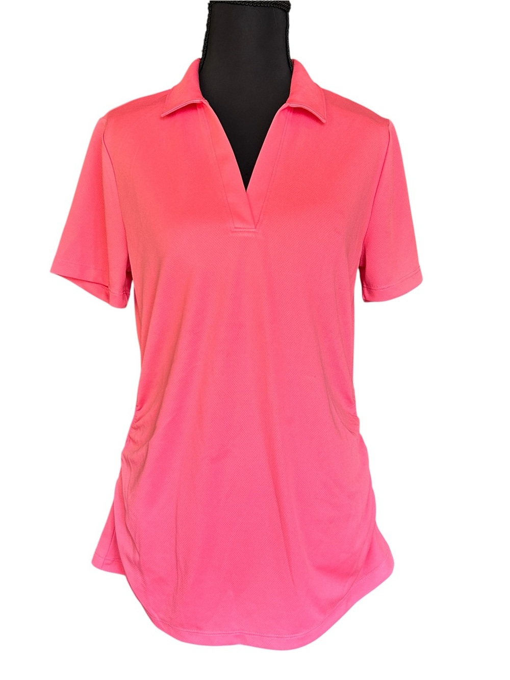 PGA Tour Airflux Pink Lemonade V-Neck Golf Polo Shirt Size SP NWT